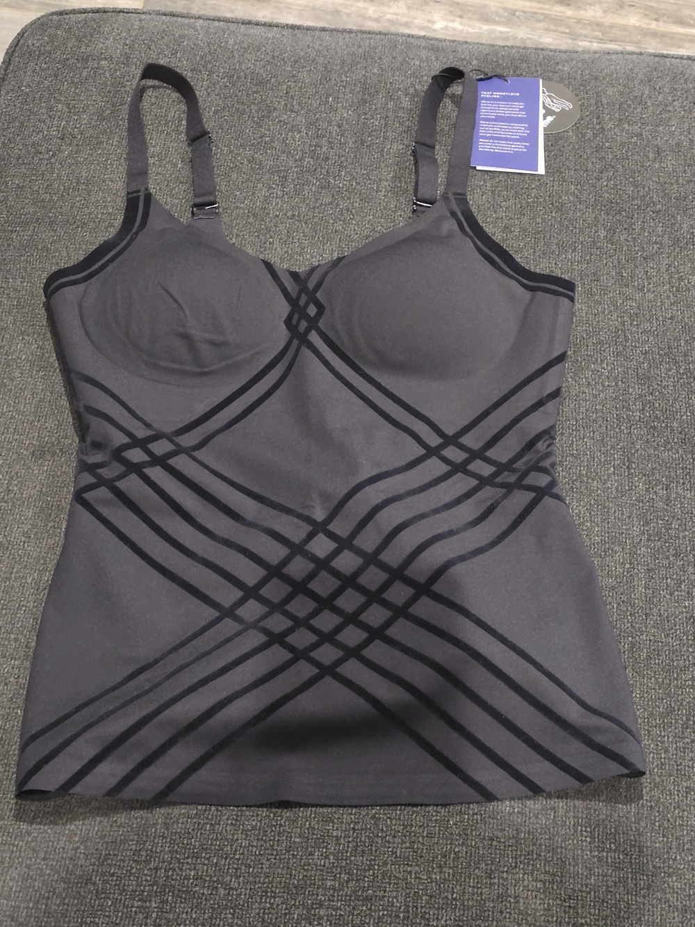 Honeylove Charcoal Shaping Cami with Geometric Stripes - Picture 2 of 6